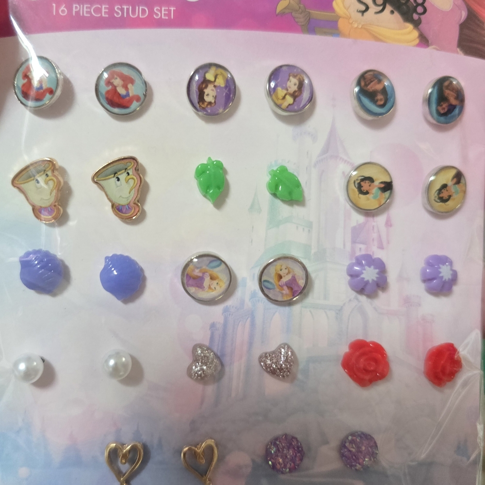 Disney Princess 16-Piece Stud Earring Set
